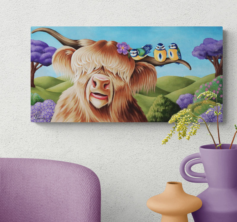 Honey Highland Cow Canvas Print – Vibrant Wildlife Art For Your Home