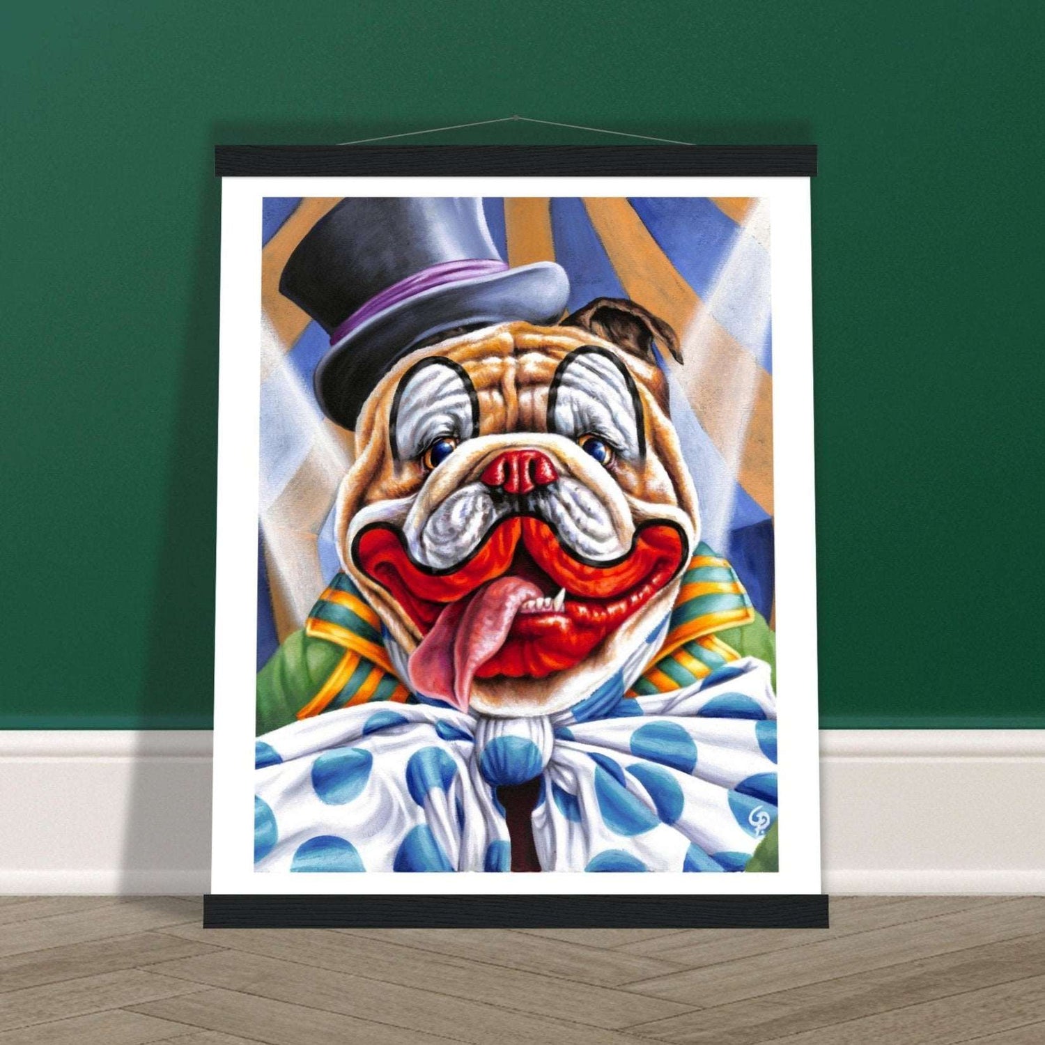 Clown Bulldog Art Poster