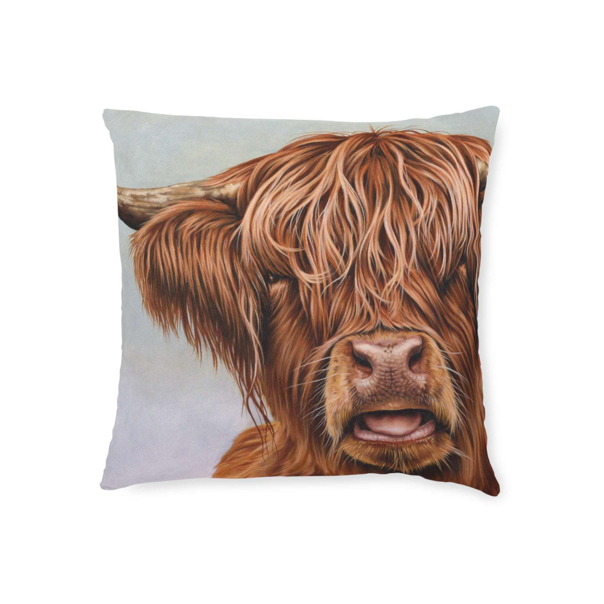Fergus The Highland Cow Cushion Pink Back
