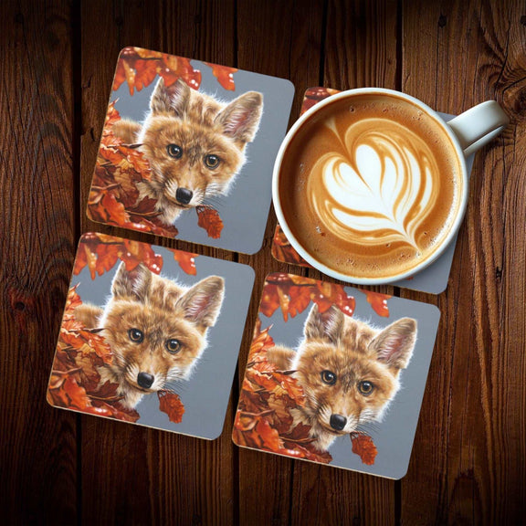 Fox Coasters With Latte Mug