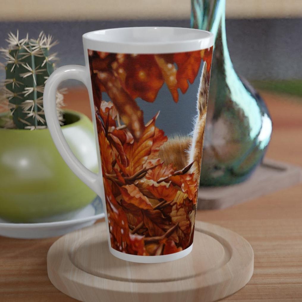 Latte Mug With Fox And Leaves