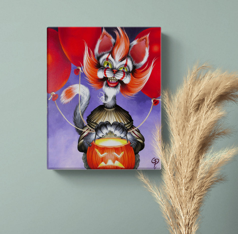 Halloween Cat Small Canvas Wall Art