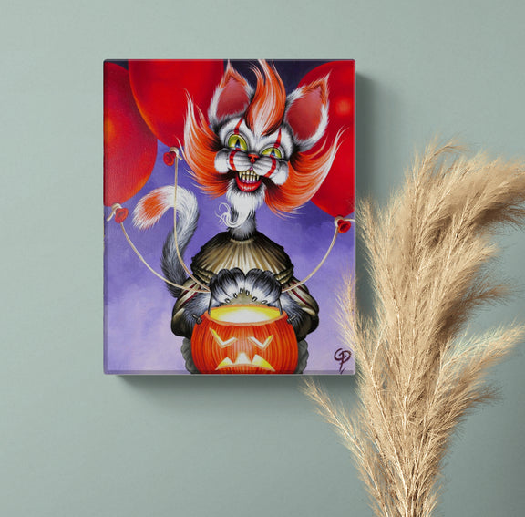 Halloween Cat Small Canvas Wall Art
