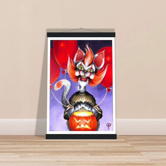 Haloween Cat Art Poster With Hanger