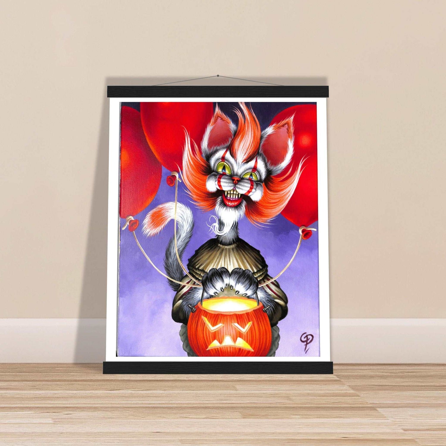 Haloween Cat Art Poster With Hanger