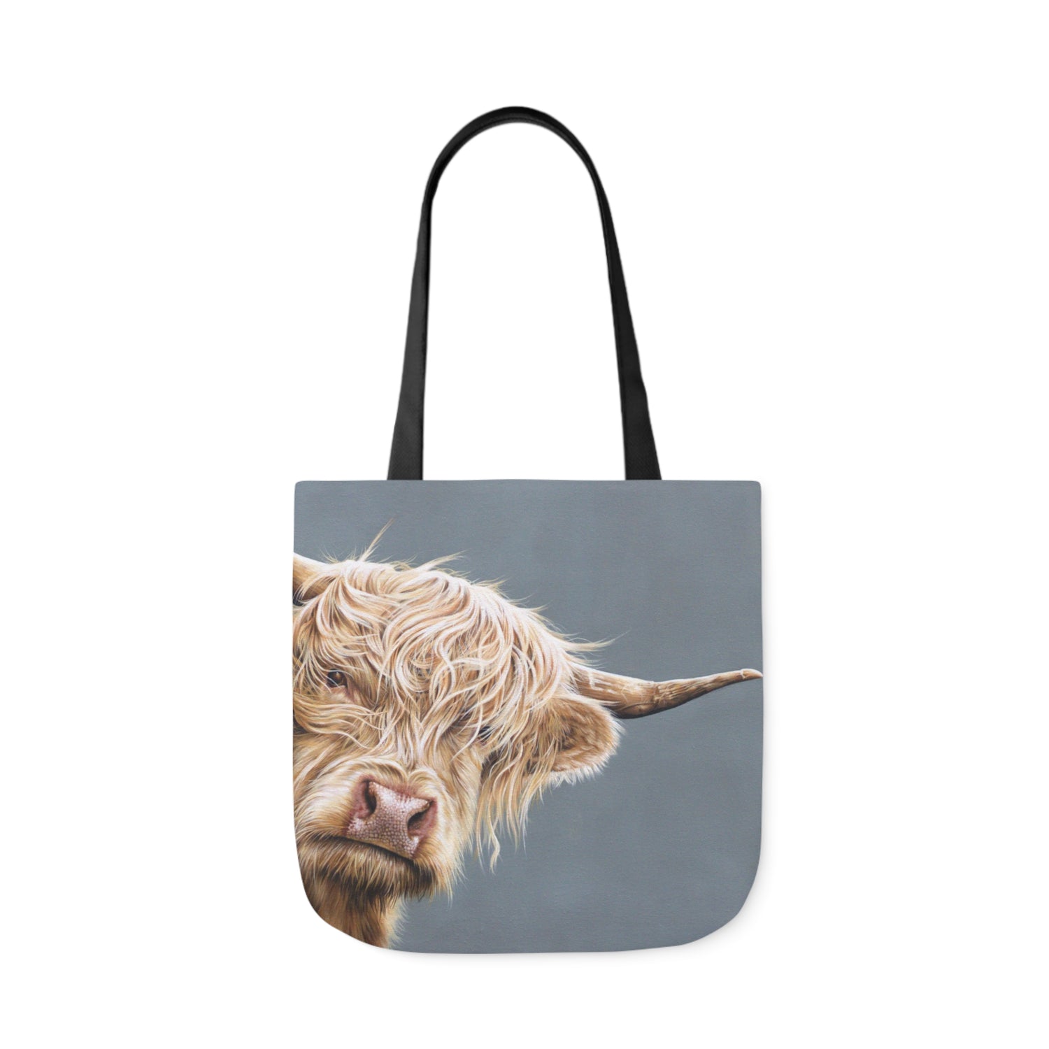 Highland Cow Shopping Bag Canvas Tote Bag black handle