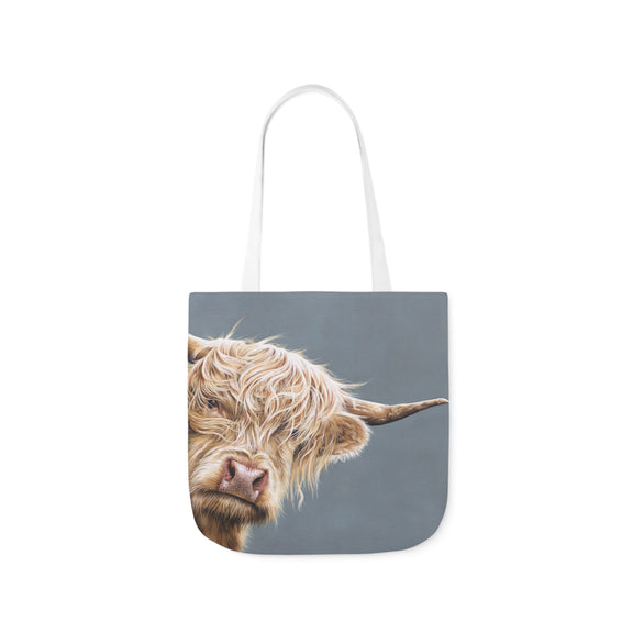 Highland Cow Shopping Bag Canvas Tote Bag black handle