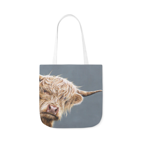 Highland Cow Shopping Bag Canvas Tote Bag black handle