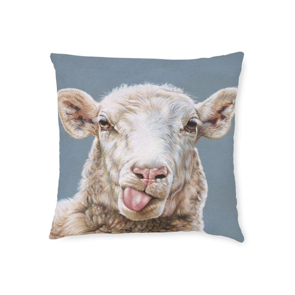 Sheep Square Pillow - Pink Back